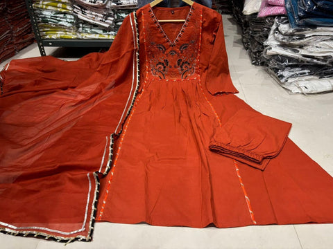 Black Embroidered Anarkali Kurta Set with Dupatta